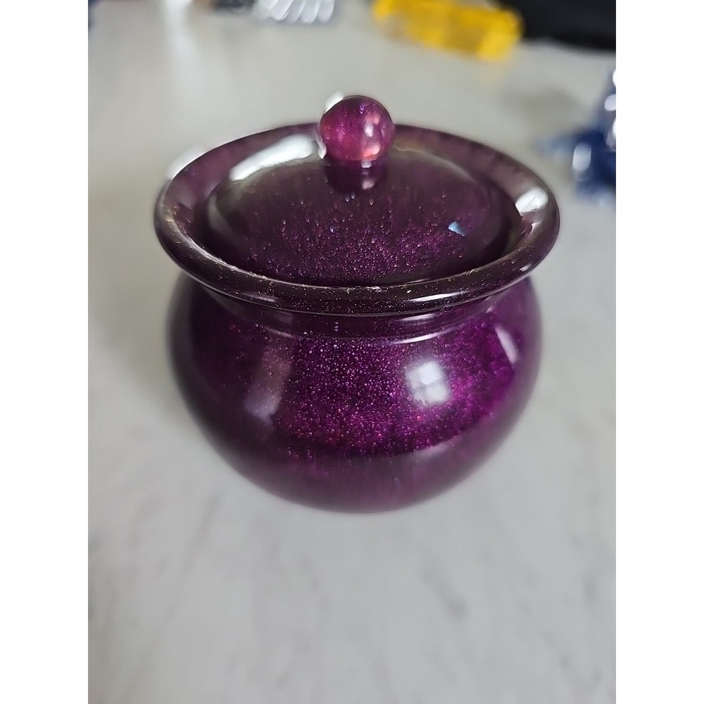 Handmade Resin Decorative Jar Purple Sparkle Decoration Gift Candy Trinkets 610 - Picture 3 of 7